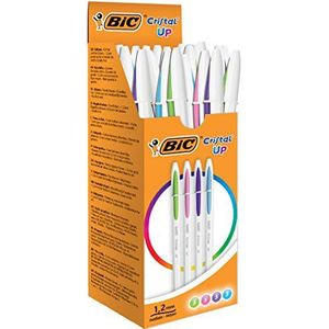 Bic Cristal Up balpen met cape, 0,35 mm doos à 20 stuks, assorti in 4 kleuren