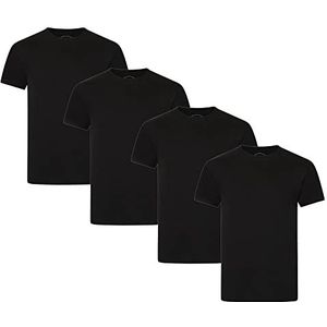 FM London (4-pack) biologisch T-shirt voor heren - middelzware heren T-shirts multipack ideaal voor dagelijks gebruik - labelvrij, comfortabel, zacht, Zwart, S