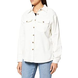 NA-KD Corduroy overhemd met knopen voor dames, Wit, 38