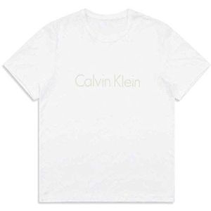 Calvin Klein Dames S/S Pyjama met ronde hals, Wit W. Bleke Mos, S Lang