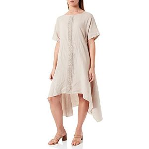 Bonamaison Dames Half-lengte Trapeze jurk met kanten inzet en halve mouwen Casual