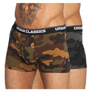 Urban Classics Camo Boxershorts voor heren, 2 stuks, Woodcamo + Darkcamo, XL