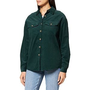 NA-KD Corduroy overhemd met knopen voor dames, Groen, 32