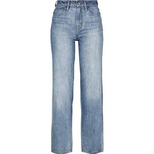 Urban Classics Jeans voor dames, hoge taille, rechte jeansbroek, blauw (Mid Stone Wash 02292)