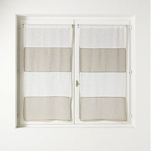Homemaison gordijn, 2 stuks, recht, etamine, look en dagladder, polyester, ivoorkleurig, 1 x 60 x 120 cm
