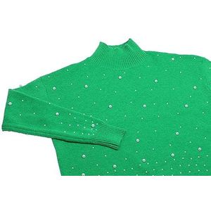 faina Damestrui met paillettenversiering, elegante pullover acryl groen maat XS/S, groen, XS