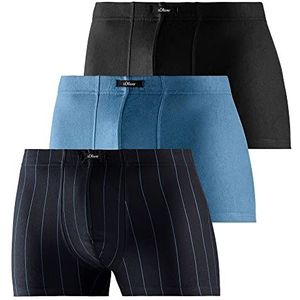 s.Oliver RED LABEL Bodywear LM Heren s.Oliv 3X Boxershorts, blauw zwart, passend (3-pack), zwart, blauw, XXL