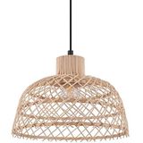 EGLO Ausnby Hanglamp, 1 lichtpunt, vintage, Scandinavisch, boho, hanglamp van hout in natuur en metaal in zwart, eettafellamp, woonkamerlamp hangend m