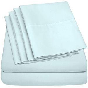 Tweepersoons lakens - 6-delige 1500 Supreme Collection fijn geborsteld microvezel diepe zak tweepersoons lakenset beddengoed - 2 extra kussenslopen, extra voordelig, tweepersoons, aqua