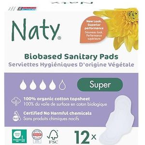 Naty - Maandverband Super - 100% Gecertificeerd Biologisch Katoen - 12 Stuks