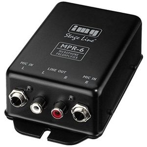 IMG Stageline MPR-6 Microfoon voorversterker voor het aansluiten van maximaal 2 microfoons op één lijn ingang, zwart