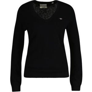 GANT Extra fijne lamswol met V-hals, zwart, S