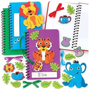 Baker Ross FC918 Jungle Dieren Notitieboekjes voor Kinderen - Set van 4, Perfecte Schrijfwaren Knutsel en Schoolspullen voor Kinderen