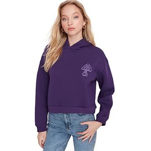 Trendyol Dames capuchon effen regular sweatshirt, paars, XS, Paars, XS