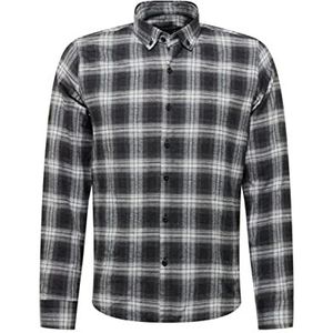 Trendyol Men's Gray Slim Fit Button Collar Lumberjack Plaid Apolent Shirt, Wit, M