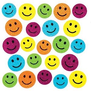 Baker Ross AW543 Glinsterende schuimrubberstickers ""Happy Gezichter"" (100 stuks) – grappige schuimrubberen stickers met smileys voor collages en knutselwerk,diverse kleuren
