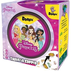 Asmodee - Dobble: Disney Princess - grappig bordspel voor het hele gezin met de prinsessen Disney, 2-8 spelers, 4+ jaar, Italiaanse editie