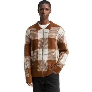 TOM TAILOR DENIM - Gebreid Vest - Bruin - Geruit