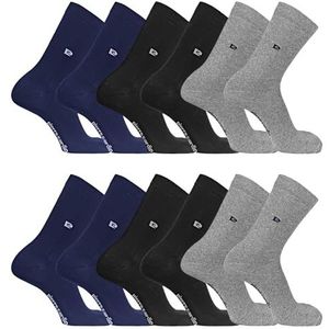 Pierre Cardin Herensokken, gekamd katoen, 6 stuks, hoge herensokken, zwart, grijs en blauw, maat 40/46, a, 40-46 EU