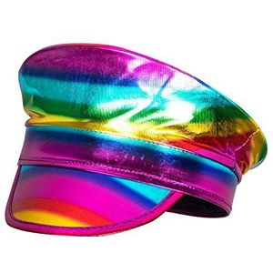 Boland 44737 - Kapitein muts Rainbow, holografische regenboog, parade, Christopher Street Day, badkamer knop party, themafeest, carnaval