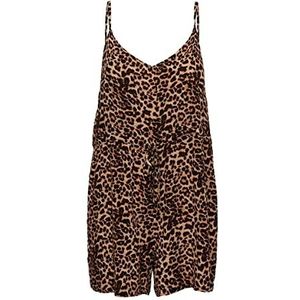 PIECES Pcnya Slip Playsuit Bf Bc Jumpsuit voor dames, Zwart/Aop:Leo., M