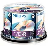 Philips DVD-R onbewerkte (4,7 GB data/120 minuten video, 16x high-speed opname, 50 spindel)