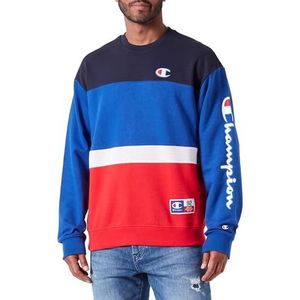 Champion Legacy Retro Sport Heavy Spring Terry Color Block Crewneck Sweatshirt voor heren, blauw/elektrisch/rood/marineblauw/wit/grijs, M