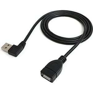 SYSTEM-S USB 2.0 kabel 100 cm type A stekker naar bus hoek in zwart
