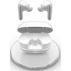 Energy Sistem Serenity ANC Ultra Bluetooth-hoofdtelefoon (hybride ANC-ruisonderdrukking tot -35 dB, 25 uur batterijduur, Qi-draadloos opladen, IPX4 waterdicht en gerecyclede kunststof), wit