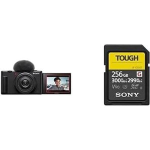 Sony Vlog Camera ZV-1 II | Digitale camera (Vari-angle scherm voor vlogging, groothoekzoomlens, 4K video, multidirectionele microfoon) Zwart & Sony 256GB SF-G-serie zware geheugenkaart