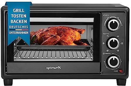 OptimumX Vrijstaande Ovens, 20 Liter Mini Oven – Convectie Kleine Oventje– Hetelucht - Timer - Zwart – 20L - 1380 Watt
