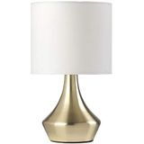 ONLI Tafellamp goud van gesatineerd metaal en lampenkap van witte stof, 6 W
