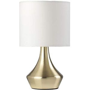 ONLI Tafellamp goud van gesatineerd metaal en lampenkap van witte stof, 6 W
