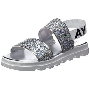 Replay Stars-Star Glitter sandalen voor meisjes, 052 zilver wit, 35 EU