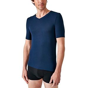 Damart - T-shirt met V-hals, korte mouwen, fijne rib Thermolactyl Sensitive, Donker Navy Blauw, L