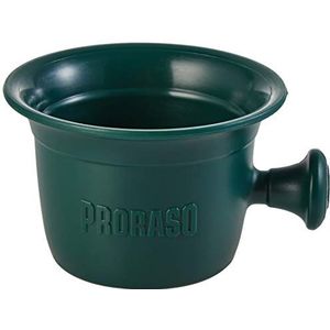 Proraso Professionele scheerkom met handvat, capaciteit van 300 ml, traditionele houder voor scheercrème, persoonlijke verzorging en scheercadeau voor mannen, klassiek groen, gemaakt in Italië