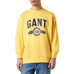 GANT Heren C-Neck Retro Crest Sweater Sweatshirt, Warm Geel, Standaard, Warm geel, XL