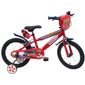 Kubbinga Disney Cars fiets 4 tot 6 jaar 16 inch met zijdelingse stabilisatoren, uniseks, voor kinderen, rood