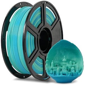 FLASHFORGE 3D-printerfilament, blauw en geel kleurverloop PLA-filament 1,75 mm 1 kg (2,2 lbs) spoel, dimensionale nauwkeurigheid +/- 0,02 mm, milieuvriendelijkheid, geen rook en geen geur (geel en