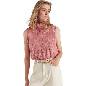 TRENDYOL Bicycle Collar Knitwear Sweater, voor dames, poeder, maat L, roze (powder), L