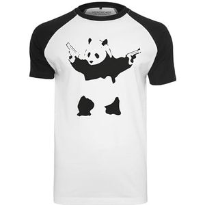 Merchcode - Banksy Panda Raglan Heren T-shirt Wit Zwart