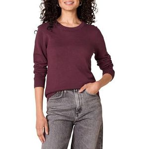 Amazon Essentials Dames 100% katoenen trui met ronde hals (verkrijgbaar in grote maten), bordeaux, M