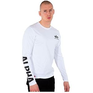 ALPHA INDUSTRIES Heren Sleeve Print Heavy Ls T-shirt, wit, 3XL