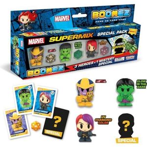 Cicaboom, Marvel Boomez Supermix, Marvel Superheldenfiguren van Hulk, Thanos en Black Widow + 1 verrassing, speelgoed voor kinderen aan de krantenkiosk, superhelden, speelgoed met dobbelstenen en
