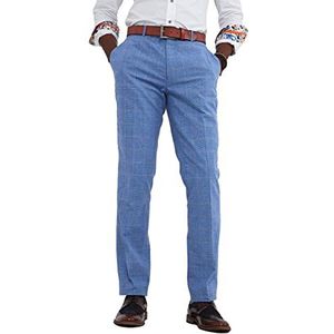 Joe Browns Heren Lichtblauw geruite geplooide voorkant Smart Suit broek, 30 lang (30/34), blauw, Blauw, 30W / 34L