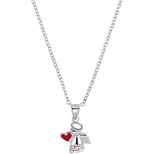 Amor Collier Met Hanger 925 Sterling Zilveren Meisjes Kinder Collier, Met Cubic Zirconia Synth., 35+3 cm, Zilver, Engel/Hart, Wordt Geleverd In Sieraden Geschenkverpakking, 2021298