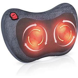 Comfier Verwarmd massagekussen - rug- en nekmassageapparaat met shiatsu-functie - elektrisch massagekussen voor cervicale, schouders, cadeau moeder, vader, vrouwen, mannen
