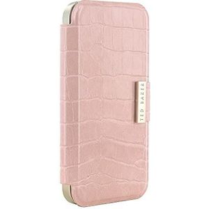 Ted Baker KHAILLY Pink Croc Dual Card Slot Folio Telefoonhoesje voor iPhone 13/14 Gouden Shell