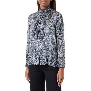 nascita Damesblouse met ruches met luipaardprint 19523976-NA03, grijs, S, grijs, S