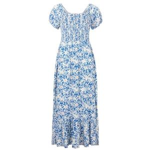 Joe Browns Dames Petite Daisy Printed Shirred Taille Jersey Maxi Jurk, Blauw, 10, Blauw, 36 petite